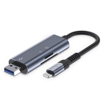 Tech-protect Čitač memorijskih kartica SD/Micro SD s Lightning/USB-A priključkom za iPhone - sivi