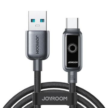 Joyroom Pleteni kabel USB-A - USB-C 66W 1,2 m - crni