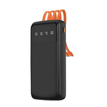 DUDAO K6Pro 10000mAh Powerbank s ugrađenim USB-C MicroUSB iPhone Lightning kabelima - crna