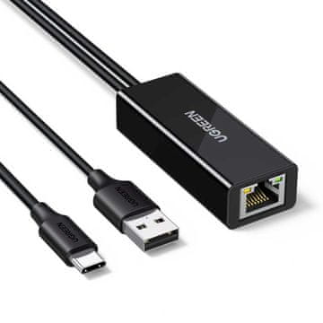 Ugreen Vanjski USB-C na RJ45 10/100 Mbps mrežni adapter - crni
