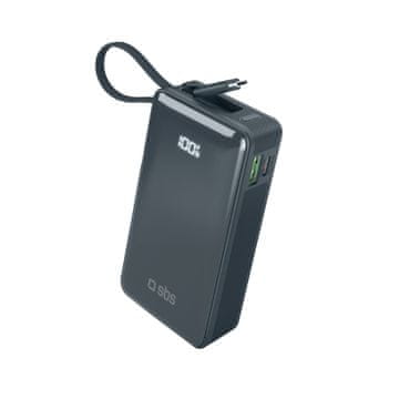 SBS Powerbank 10000mAh USB-A USB-C s ugrađenim zaslonom i 20W USB-C kabelom - tamno siva