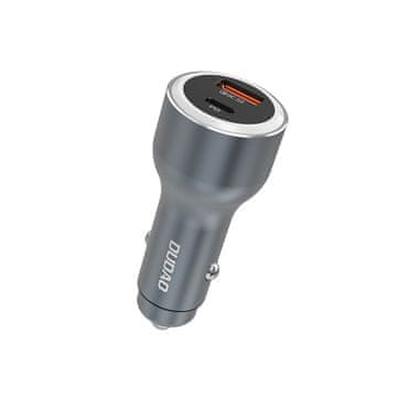DUDAO USB-A USB-C PD QC LED auto punjač 120W - sivi