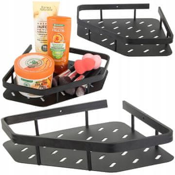 Verkgroup Corner bathroom aluminum shelf for shower cabin 25cm black