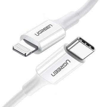 Ugreen MFi USB-C - iPhone Lightning kabel 20W 3A 0,25m - bijeli