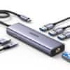 Ugreen 6u1 HUB adapter USB-C - 3x USB-A 3.0 / HDMI / RJ45 / USB-C PD - sivi