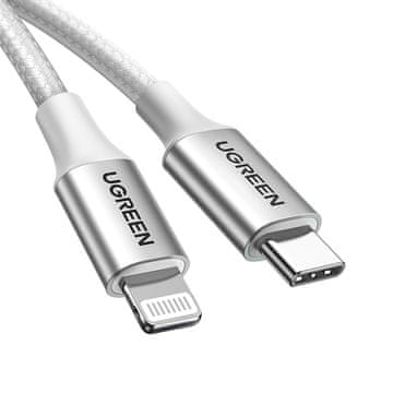 Ugreen USB-C - iPhone Lightning MFi kabel 1 m - srebrni
