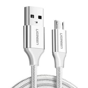 Ugreen Pleteni kabel USB-A - microUSB 2.4A 2m - bijeli