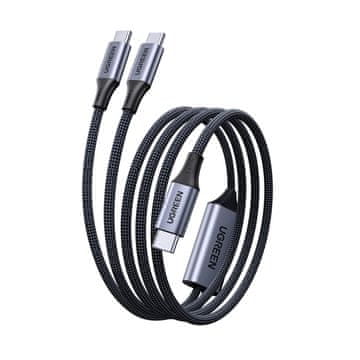 Ugreen 2-u-1 kabel za brzo punjenje USB-C prijenosa - 2xUSB-C PD 140W 2m - crni