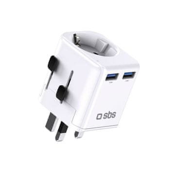 SBS UK US AUS Azija EU USB-A putni adapter za napajanje - bijeli