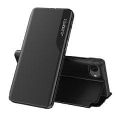 HURTEL Eko kožna futrola View s preklopom i postoljem za iPhone 16e - crna