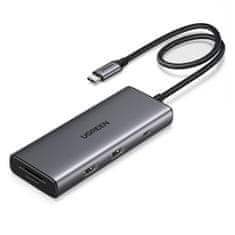 Ugreen 7-u-1 USB-C na HDMI HUB USB-C USB-A SD TF - sivi