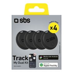 SBS Univerzalni lokator Track My Dual, crni - set od 4 komada