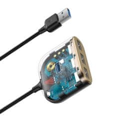 BASEUS HUB 4u1 USB adapter USB3.0 na USB3.0*1+USB2.0*3 1m crni