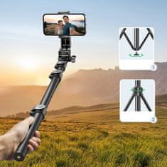 Ugreen Selfie štap sa stalkom i Bluetooth daljinskim upravljačem dugi selfie štap 1,8 m crni
