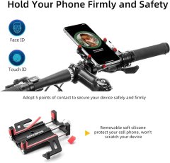 ROCKBROS Držač za telefon za volan bicikla od aluminijske legure - crni