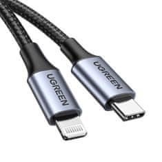 Ugreen Lightning kabel za iPhone - USB-C 2.0 MFi 1 m - sivi