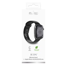 Puro Silikonski remen za Apple Watch 42 44 45 49 mm Icon crni - 2 kom.
