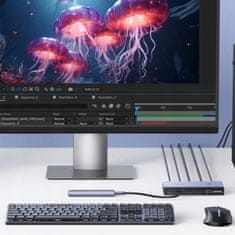 Ugreen KVM preklopnik za 2 računala i 1 monitor, USB-C HDMI 4K 60Hz - sivi