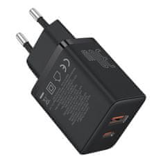 BASEUS Cube Pro 30W USB-C USB-A zidni punjač - crni