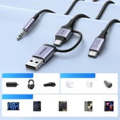 Ugreen Audio adapter s funkcijom punjenja 2-u-1 USB-C - USB-A/C mini priključak - crni