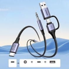 Ugreen Audio adapter s funkcijom punjenja 2-u-1 USB-C - USB-A/C mini priključak - crni