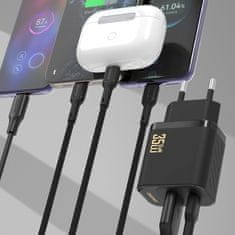 DUDAO A27 MaxC USB-C USB-A GaN 35W zidni punjač - crni