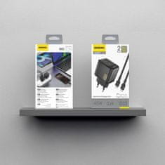 DUDAO 2xUSB-C zidni punjač s USB-C GaN PD 45W kabelom - crni