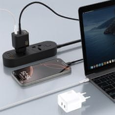 DUDAO 2xUSB-C zidni punjač s USB-C GaN PD 45W kabelom - crni
