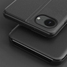 HURTEL Eko kožna futrola View s preklopom i postoljem za iPhone 16e - crna