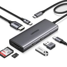 Ugreen 7-u-1 USB-C na HDMI HUB USB-C USB-A SD TF - sivi