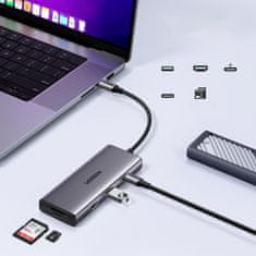 Ugreen 7-u-1 USB-C na HDMI HUB USB-C USB-A SD TF - sivi