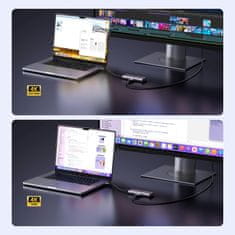 Ugreen 7-u-1 USB-C na HDMI HUB USB-C USB-A SD TF - sivi