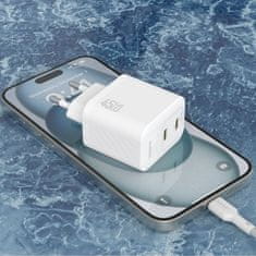 DUDAO 2xUSB-C zidni punjač s USB-C GaN PD 45W kabelom - bijeli