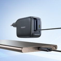 BASEUS EnerCore CJ11 45W USB-C zidni punjač s uvlačivim USB-C kabelom - crni