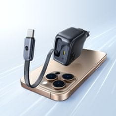 BASEUS EnerCore CJ11 45W USB-C zidni punjač s uvlačivim USB-C kabelom - crni