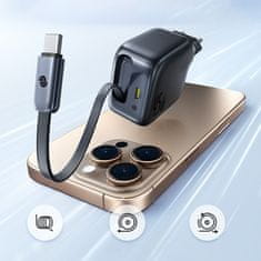 BASEUS EnerCore CJ11 45W USB-C zidni punjač s uvlačivim USB-C kabelom - crni