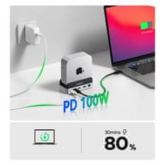 Orico 10-u-1 priključna stanica za Mac mini M.2 USB-C USB-A HDMI RJ45 SD/TF - srebrna