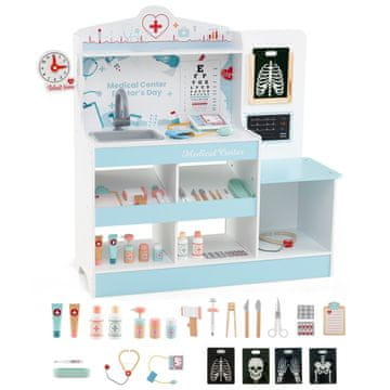 Northix Drveni dječji set doktora 97x30.5x88 cm 24 dodatka edukativni