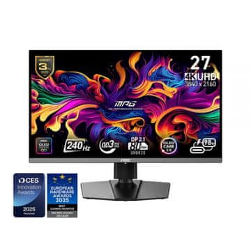 MSI Monitor MPG 272URX QD-OLED 27" / 4K UHD / 240Hz / 0,03ms (GTG) / black – adjustable stand - PD 98W