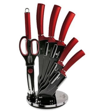 Berlingerhaus Set noževa BH-2562 u stalku s neprianjajućim premazom 8 kom. Bordo metalik linija