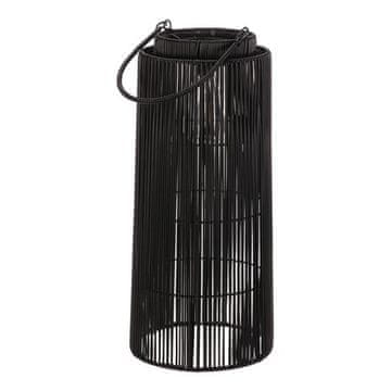 Autronic Fenjer umjetni ratan, stupasti, LED rasvjeta, veličina M, sivo-crna (PLA106-M)