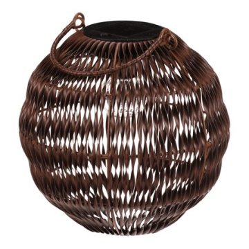 Autronic Fenjer umjetni ratan, okrugli, LED rasvjeta, veličina M, tamnosmeđa (PLA101-M)