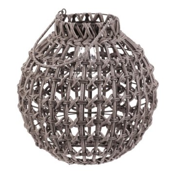 Autronic Fenjer umjetni ratan, okrugli, LED rasvjeta, veličina L, siva (PLA105-L)