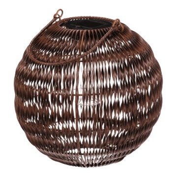 Autronic Fenjer umjetni ratan, okrugli, LED rasvjeta, veličina L, tamnosmeđa (PLA101-L)