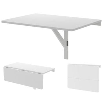 Northix Zidni sklopivi kuhinjski stol koji štedi prostor, sklopivi zidni stol 80 x 60 cm, bijeli