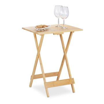 Northix Sklopivi bambusov bočni stol 50x40x45 cm prirodni dizajn