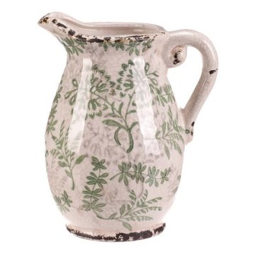 Autronic Pakiranje cvijeća keramička - retro šalica, veličina L, zeleni dekor (KEX6015-L)