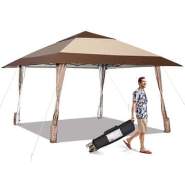 Northix Vrtni paviljon 4x4 m Oxford UV50+ bež sklopivi