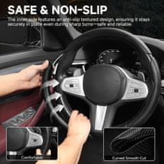 JOIRIDE® Protuklizni omotač za volan 3 kom set, karbonski dizajn PU koža 39 cm, univerzalni navlaka za auto volan | WHECOVER Crna