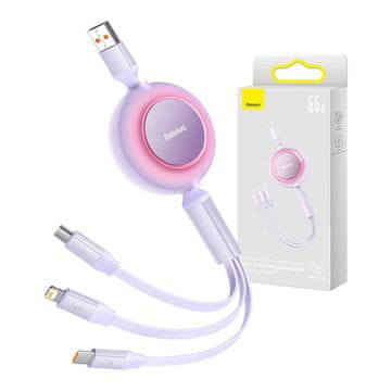 BASEUS Baseus Bright Mirror 3, USB 3-u-1 kabel za micro USB / USB-C / Lightning, 66 W / 2 A, 1,1 m (ljubičasta)